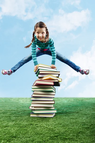 Leaping through stack — Stock Photo, Image