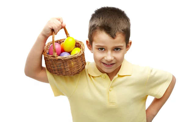 Αγόρι με πασχαλινά αυγά — Φωτογραφία Αρχείου