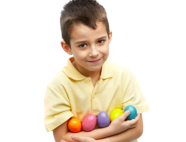 Chlapec s velikonočními vejci — Stock fotografie