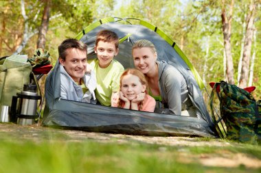 Tourists in tent clipart