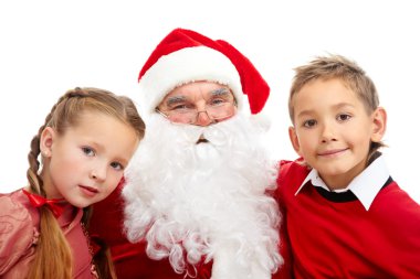 Santa with kids clipart