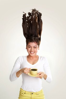 Girl with tea clipart