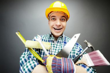 Repairman with tools clipart