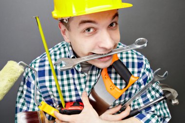 Repairman with tools clipart