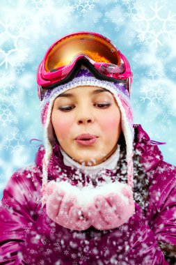 Girl in winter sportswear clipart