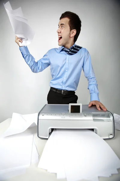 Man with scanner — Stock Photo, Image