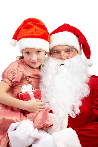 Santa with girl — Stock Photo, Image