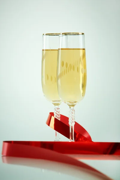Champagne met lint — Stockfoto