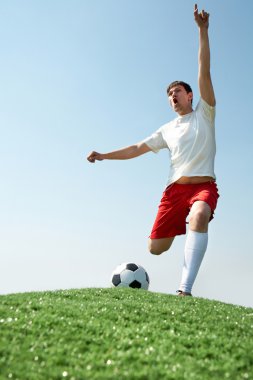 Soccer player shouting clipart