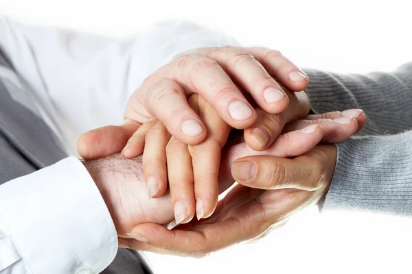 Foto van mannelijke en vrouwelijke handen met elkaar — Stockfoto