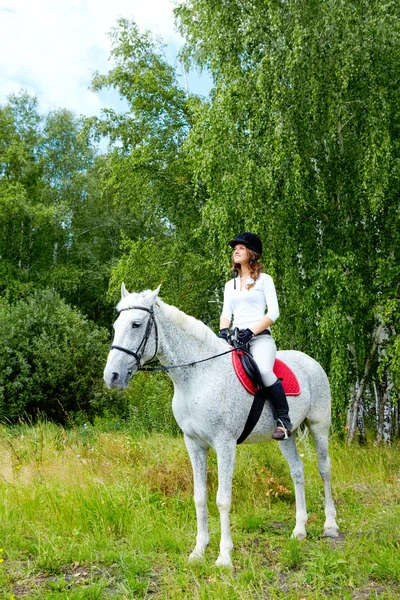 Woman on horse — ストック写真