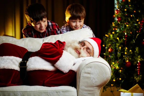 Santa en de kinderen — Stockfoto