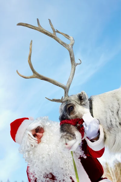 Weihnachtsmann und Rudolph — Stockfoto