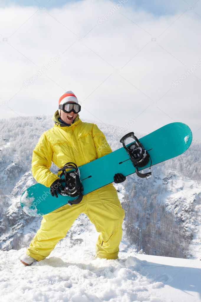 Funny snowboarder