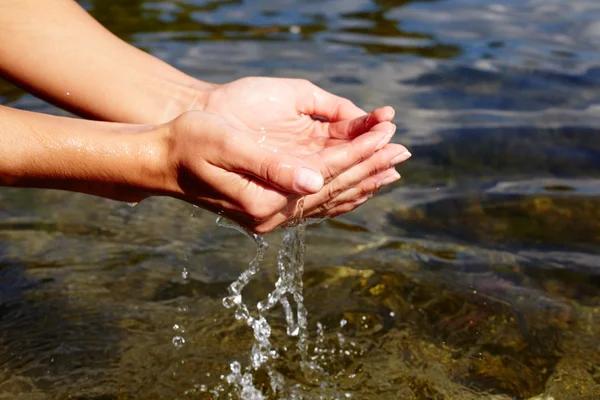 Hands with water — Stock Photo, Image