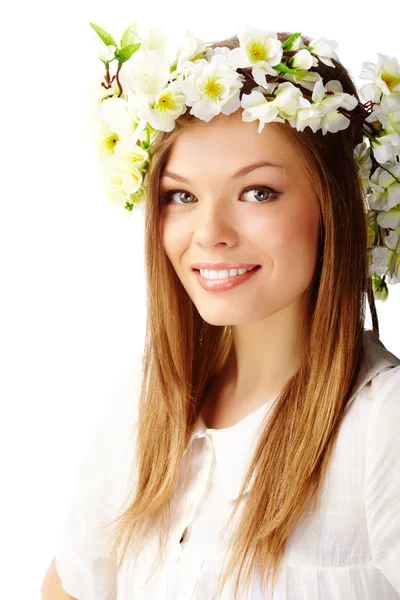 Girl in wreath — Stock Photo, Image