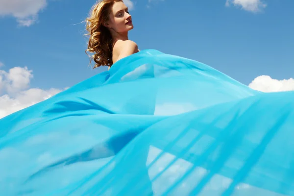 青いカーテン — ストック写真