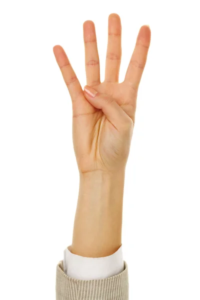 4 개의 손가락을 보여주는 — 스톡 사진
