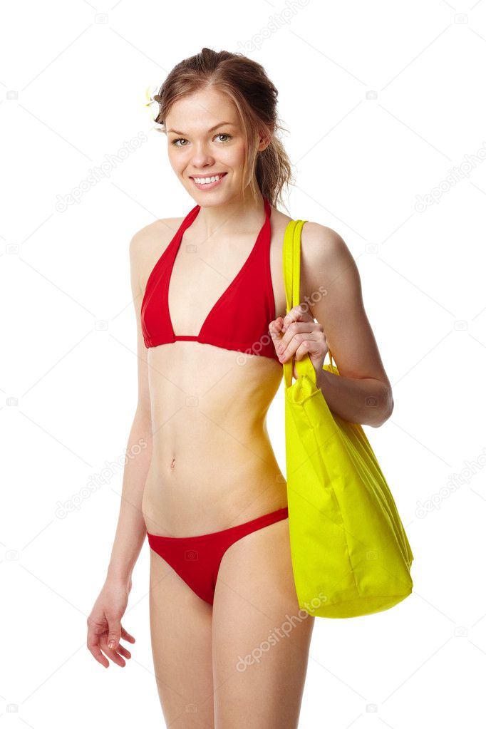 Girl in red bikini