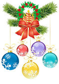 Vánoční dekorace holly s ovocem a barevné kuličky