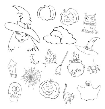 Vector illustration of halloween elements clipart