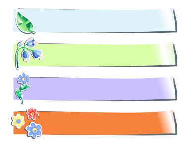 Collection of four color stickers with flowers clipart