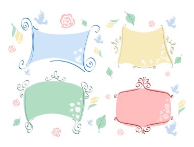 Pastel frames with different elements clipart