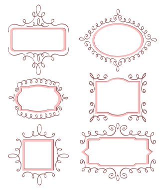 Pink frames with curls clipart