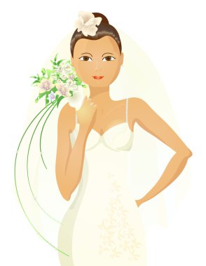 Lovely Asian bride clipart