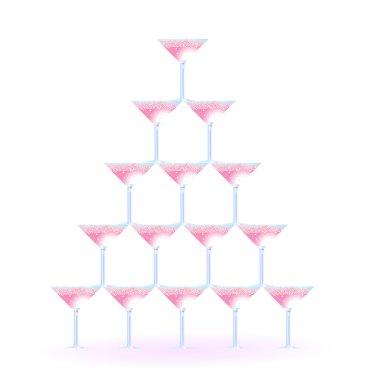 Martini glasses in shape of tower clipart