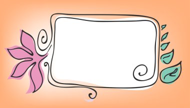 Rectangular frame with flower and leaves clipart