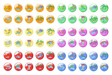 Sixty colored icons travel clipart