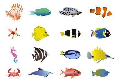 Set of sea creatures clipart