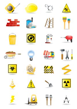 Construction and building warning signs clipart