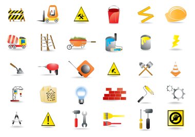 Building and construction icons clipart