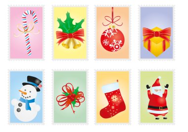 Christmas and new years stamps clipart