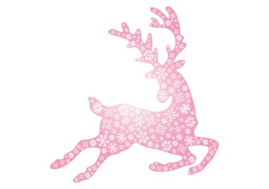 Jumping pink reindeer clipart