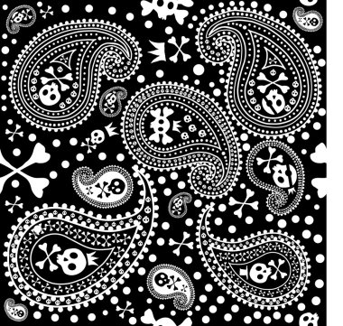 Paisley seamless with skulls clipart