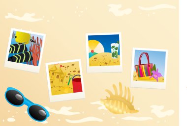 Instant photo photos with sunglasses with seashell clipart