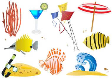 Set of summer objects clipart