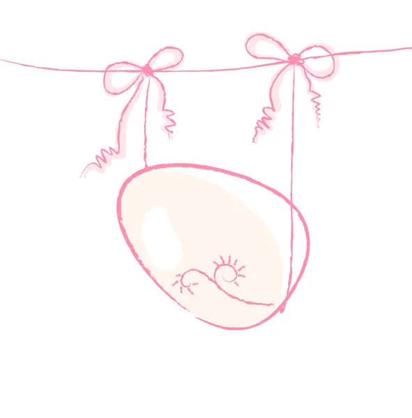 A pink egg hanging on strings — Stock Vector