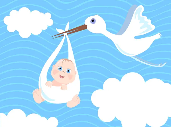 Baby boy oznámení o narození dítěte, vektorové ilustrace — Stockový vektor