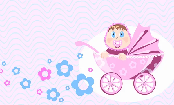 Undrar baby sitter i barnvagn, vektor illustration — Stock vektor