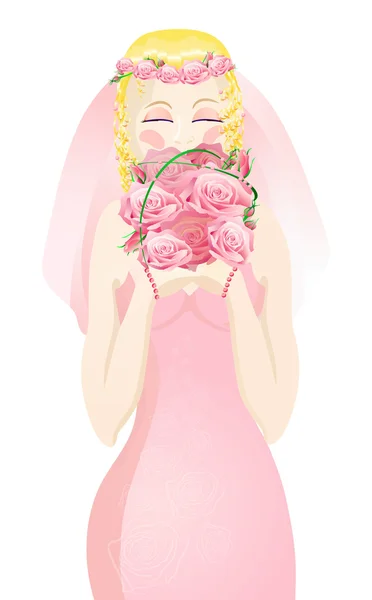 Vektor Illustration der schönen blonden Braut — Stockvektor