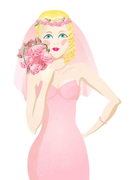 美しい金髪の花嫁のベクトル イラスト — ストックベクタ