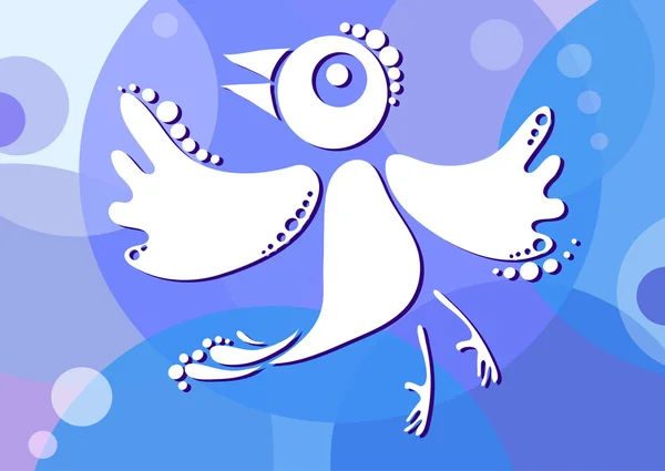 Vektor illustration av vit fågel på blå bakgrund — Stock vektor