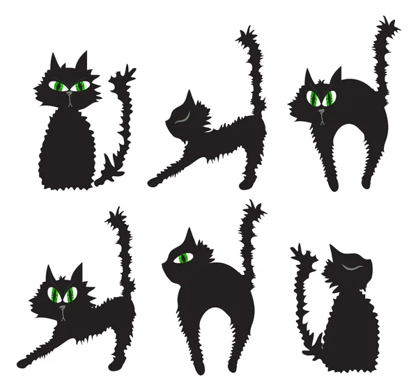 Vektorillustration einer Gruppe schwarzer Katzen — Stockvektor