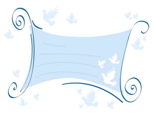 Ilustración vectorial de invitación azul con palomas — Vector de stock
