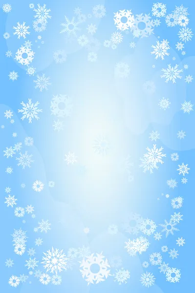 Vektor illustration av blå bakgrund med snöflingor — Stock vektor