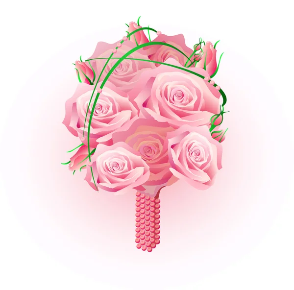 Ilustração vetorial de belo buquê nupcial de rosas —  Vetores de Stock